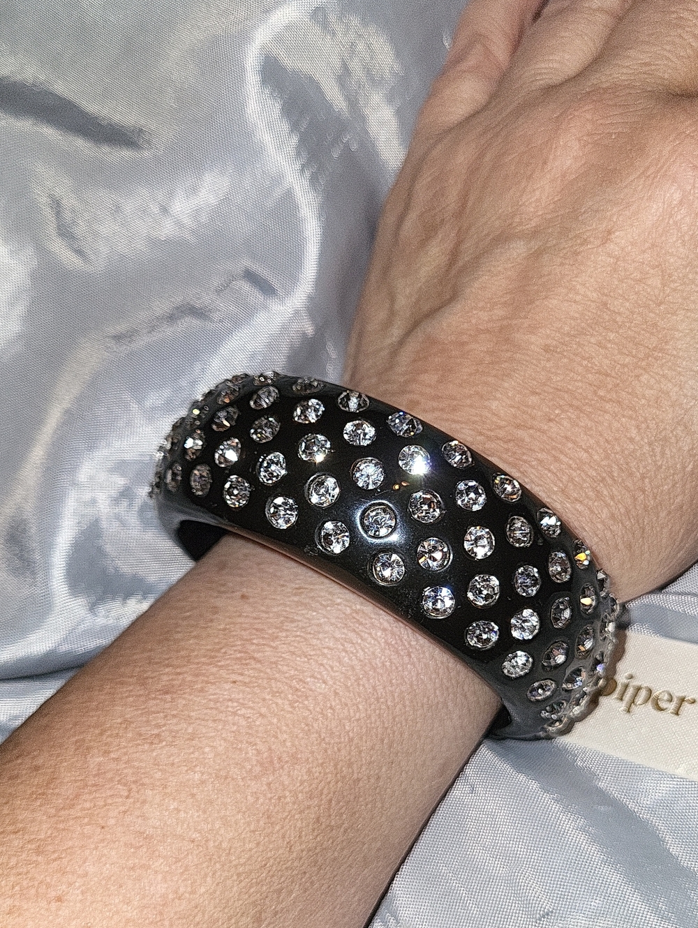 Piper K Black Crystal-Embellished Dome Bracelet BNWT TE